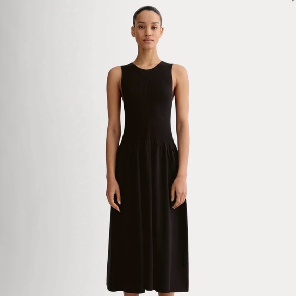 Everlane Dresses & Skirts - Everlane NEW Black Sleeveless Drop Waist Midi Crew Knit Dress Small